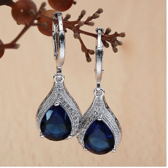 Jewelry - Women's Jewelry Silver Sapphire Dangle Earrings